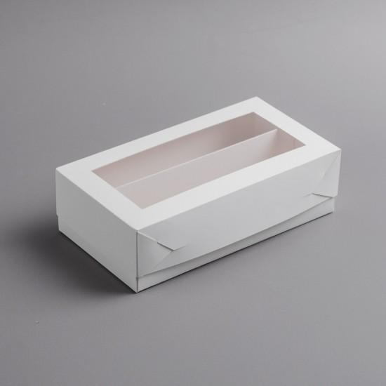Коробка для макаронс с окном на 10 шт. 210х110х60 мм Белый (13271)