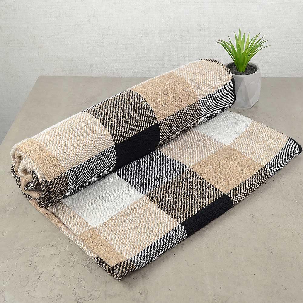 Плед-покрывало полушерстяной 140х200 см Бежевый (19P-1-beg)