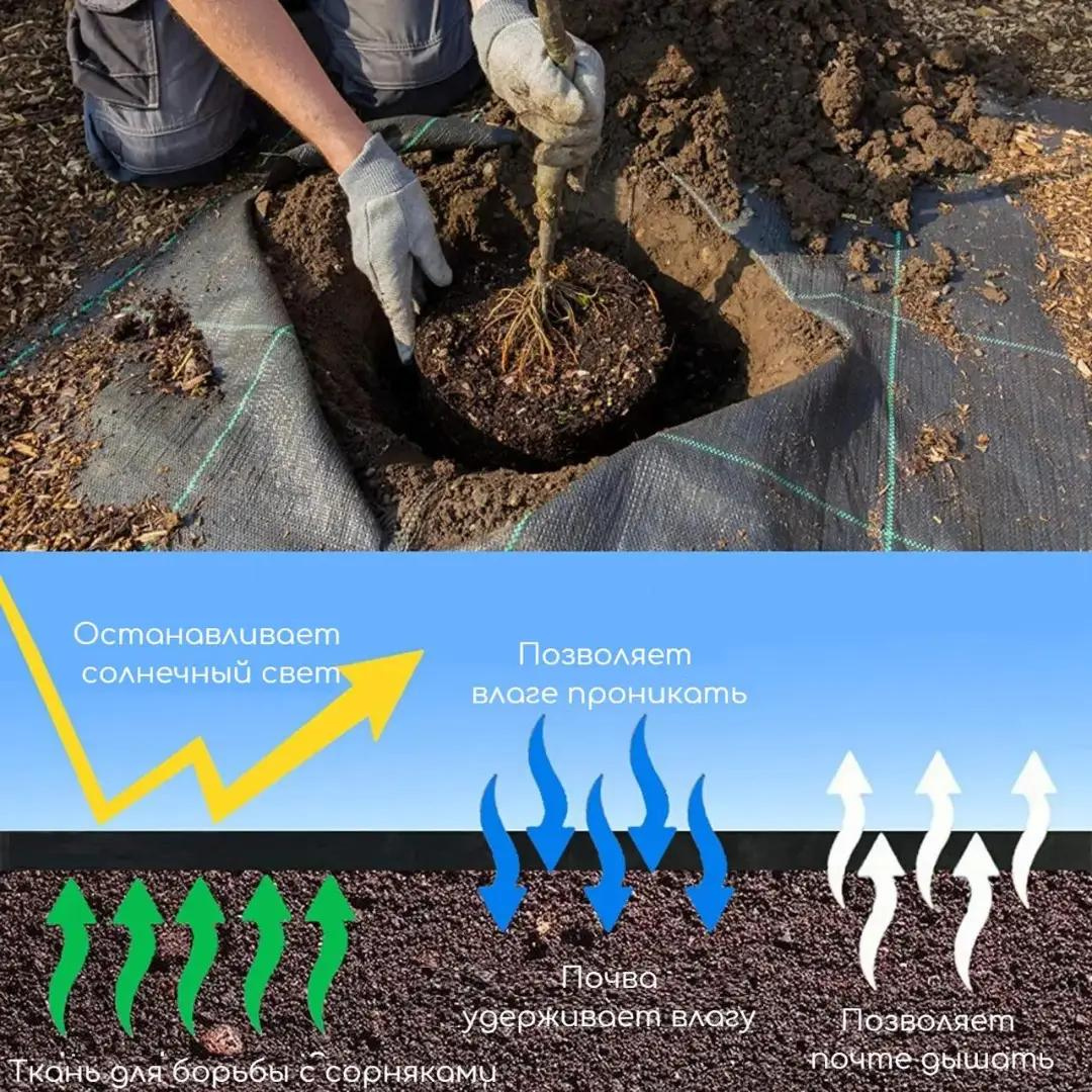 Агротканина GardenLine AGO4448 70 Г/М2 1,6 х50 м Чорний (PVO777) - фото 5