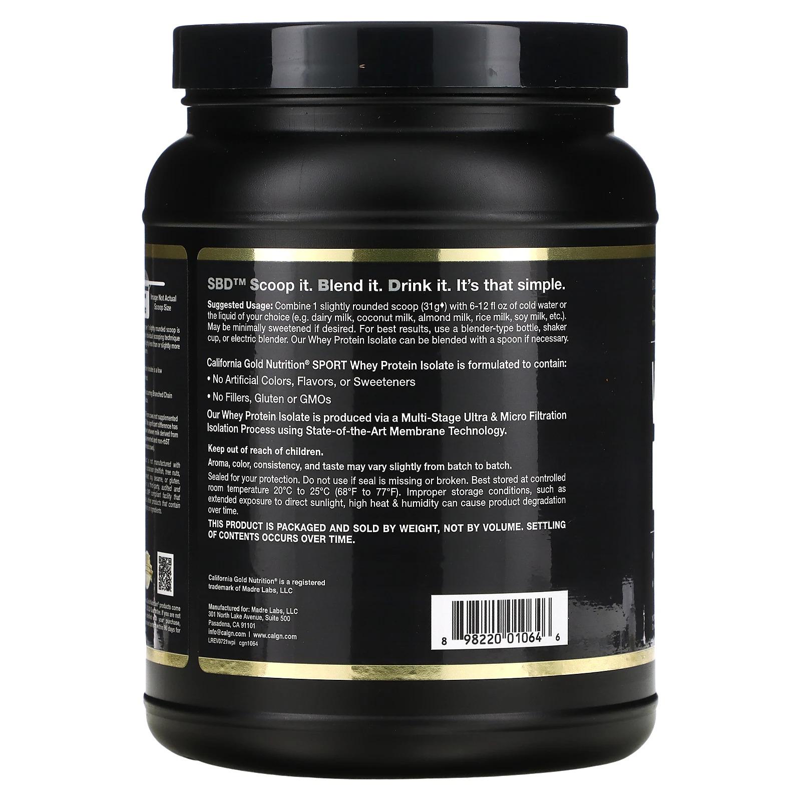 Изолят сывороточного протеина California GOLD Nutrition Whey Protein Isolate без вкуса 454 г (996632680) - фото 3