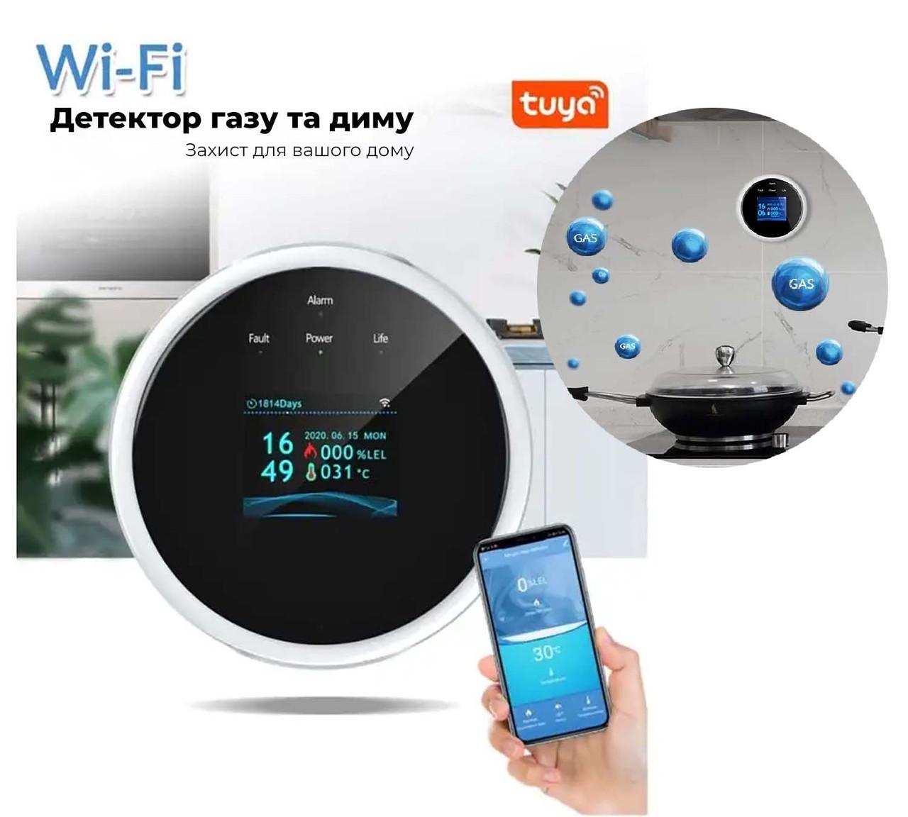 Умный детектор утечки газа Tuya GS21 Wi-Fi и пожарная сигнализация с LCD-дисплеем/оповещениями на смартфон (id_101051) - фото 4