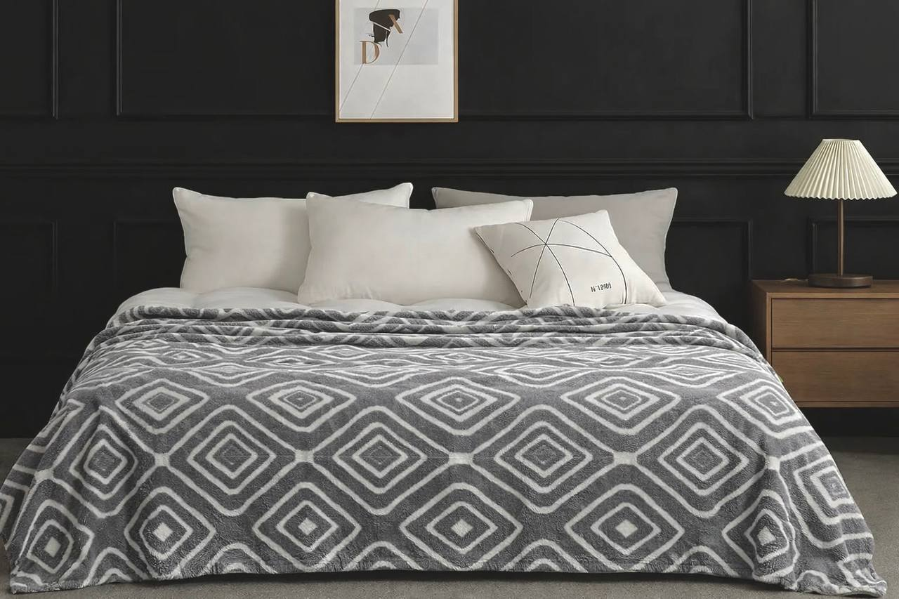 Плед евро флисовый Ромбики стриженый 230х200 см (P-0303T/x230)