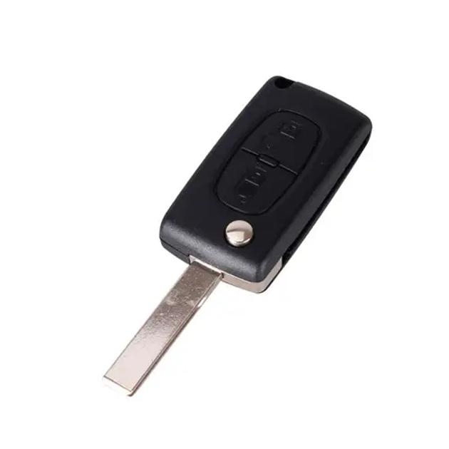 Корпус-заготовка для выкидного чип-ключа Peugeot 3 кнопки лезвие HU92 Black