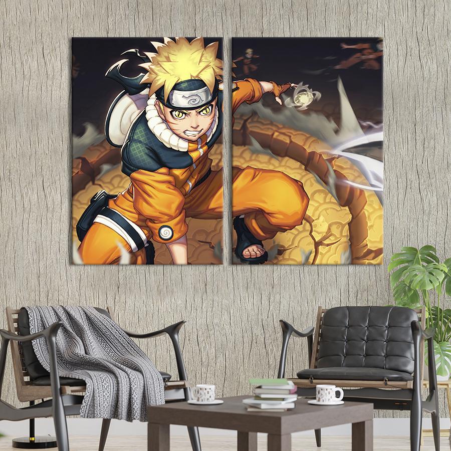 Настенный декор диптих картина на холсте для интерьера Naruto 165x122 см (733-2)