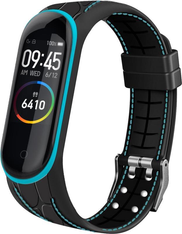 Ремінець силіконовий Cobra для Mi Band 5 Black/Blue (16968)