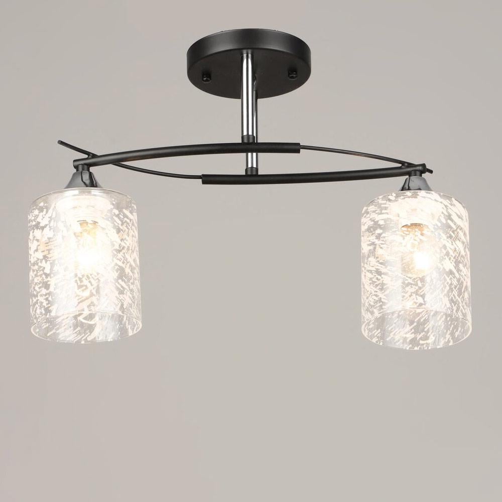 Люстра потолочная Light House SRS-20633/2 Черный/Хром/Прозрачный с белым узором (137861)