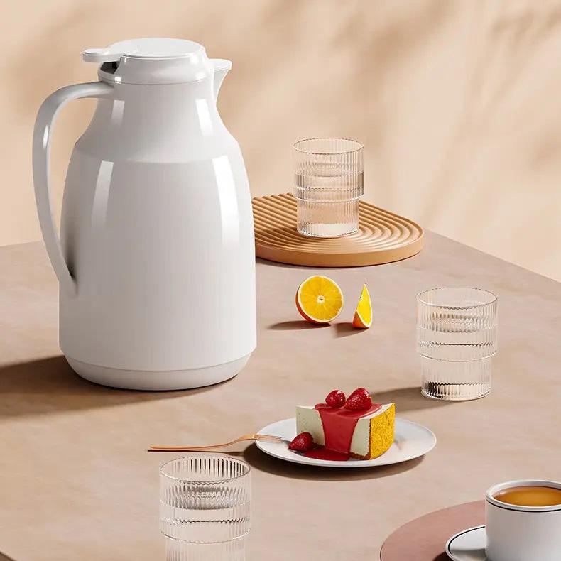 Термос кувшин DH-200 со стеклянной колбой для холодных и горячих напитков 2 л Белый/Золотистый (16503) - фото 3