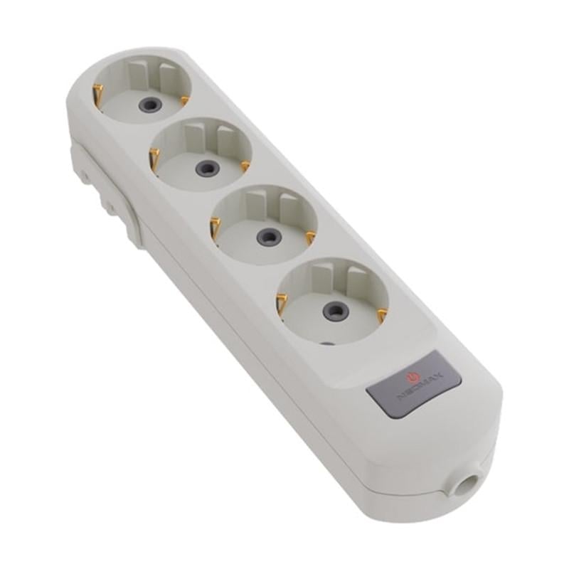 Колодка Neomax 4 гнезда без заземления/с кнопкой Белый (NX502400)