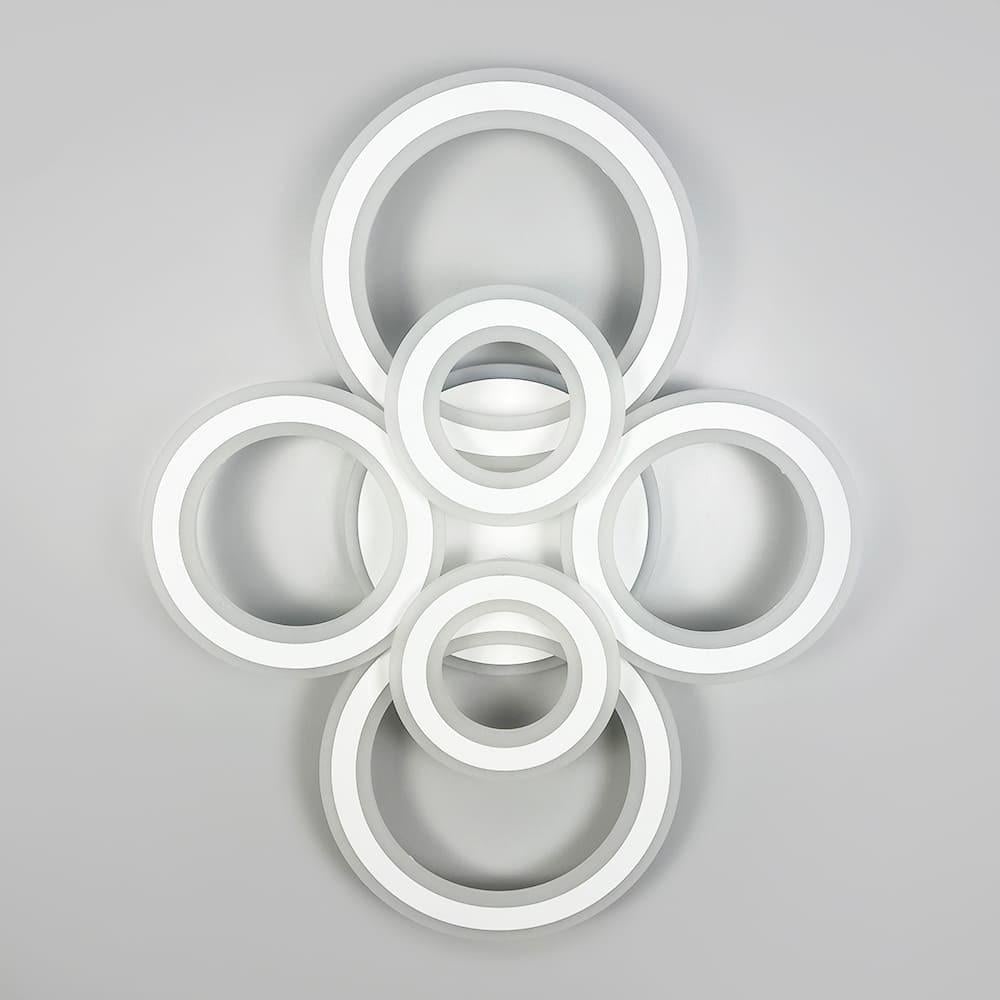 Люстра потолочная на 6 колец RGB-подсветка/пульт/165W 63х80 см (A2763/2+2+2 RGB WT)