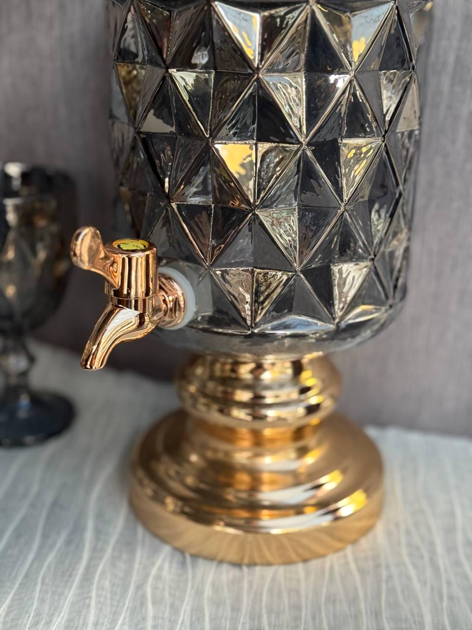 Скляний набір TS Kitchen лимонадниця 3 л та 6 келихів 220 мл дзеркальний Сірий (HP4168) - фото 3