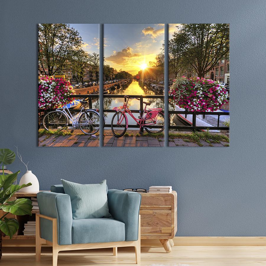 Модульная картина триптих Красивый вид в Амстердаме 78x48 см (342-31) Модульная картина триптих Красивый вид в Амстердаме 78x48 см (342-31)