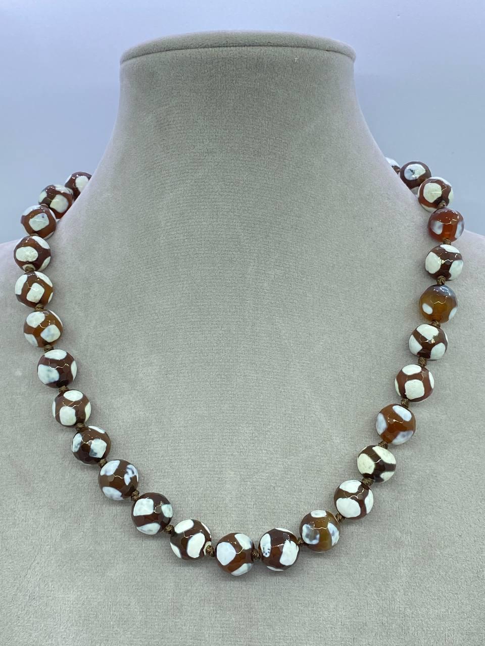 Бусы агат Дзи 44 см Коричневый (1009)