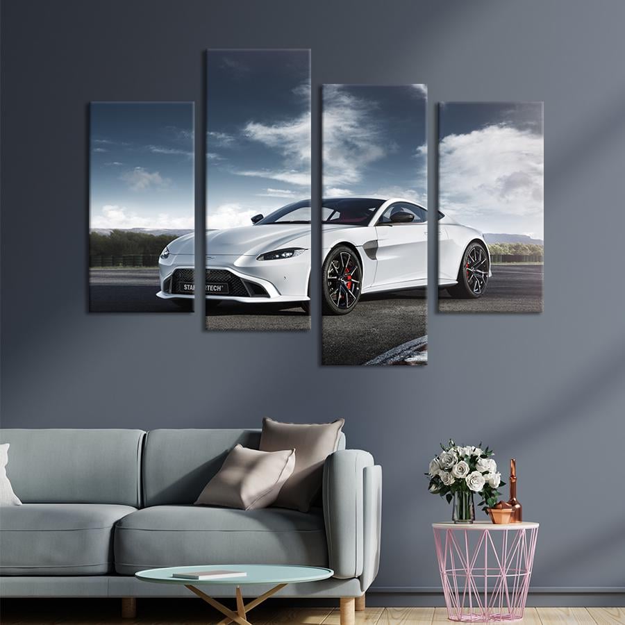 Картина на холсте Авто Aston Martin Vantage в белом цвете 89x56 см (1402-42)