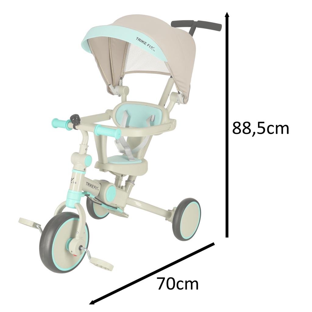 Велосипед коляска Ikonka Trike Fix V4 4в1 с родительской ручкой трехколесный Мятный - фото 12