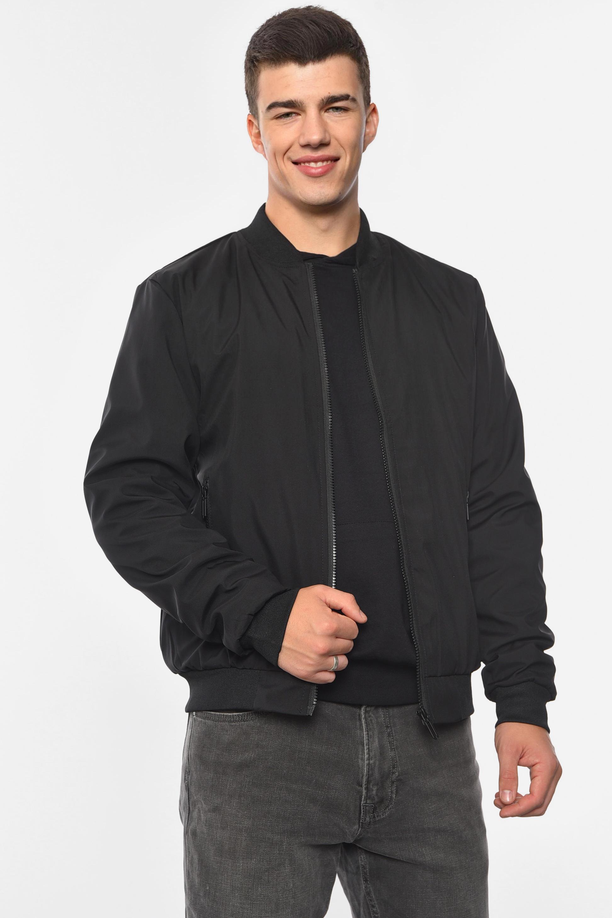 Бомбер чоловічий однотонний S-M Чорний (190555)