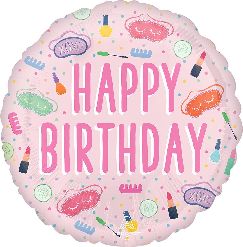 Шарик фольгированный Grabo Happy Birthday косметика 45 см (026635465670)