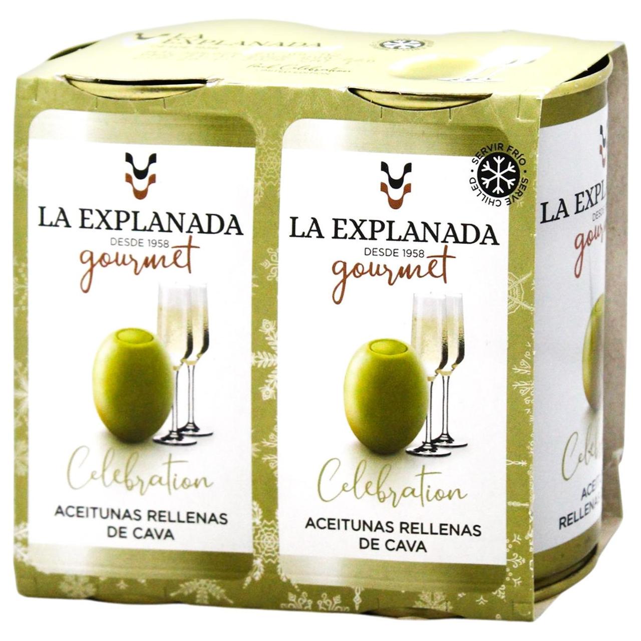 Оливки La Explanada Gourmet Celebration фаршированные пастой на основе вина Cava в рассоле 2х370 мл