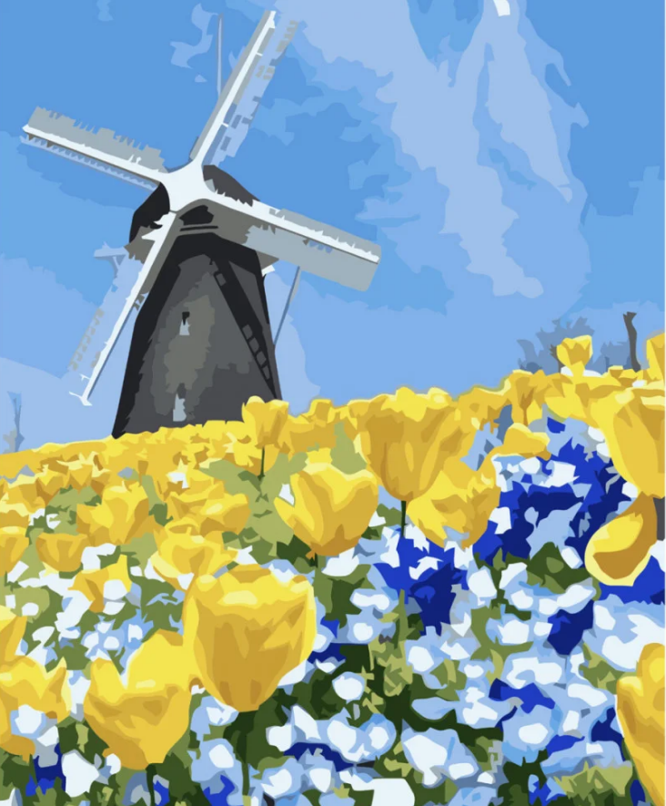 Картина по номерам Strateg Ветряная мельница на поле 40x50 см (VA-3737)