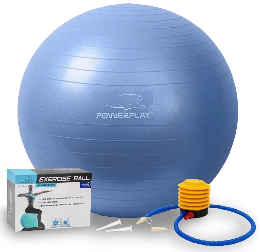 Мяч для фитнеса PowerPlay 4001 Gymball и насос Ø 65 см Синий (3019792577)