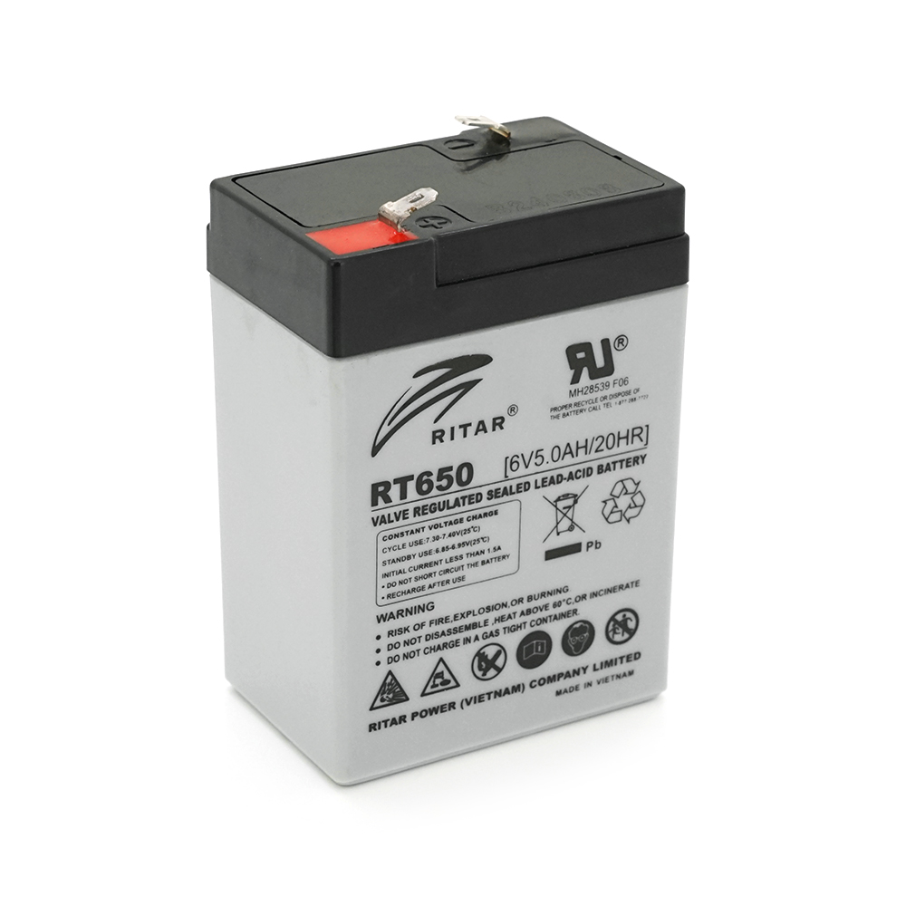 Акумуляторна батарея AGM Ritar rt650 6v 5ah 70x47x99 мм Cірий (YUT_V8174)