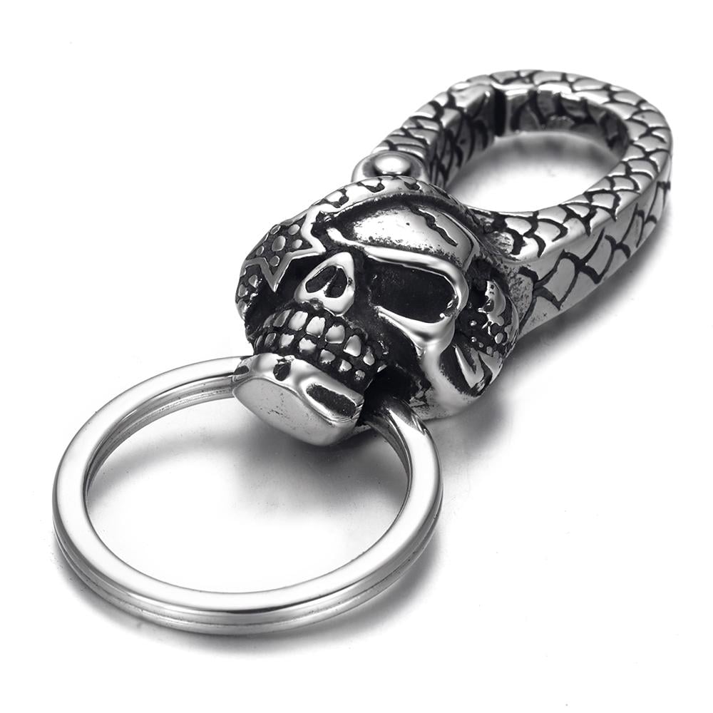 Брелок для ключів готичний з черепом з нержавіючої медичної сталі (KC-015)