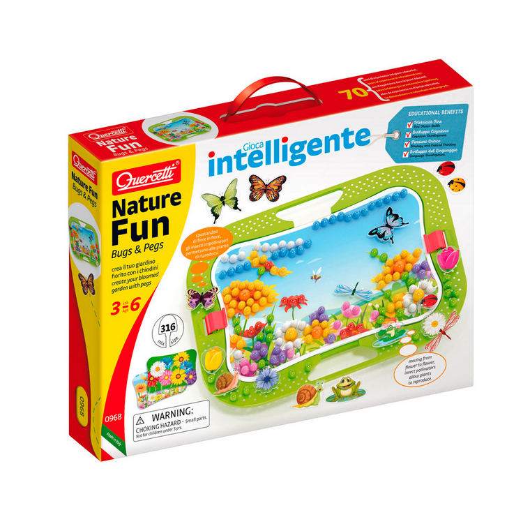 Набір для занять мозаїкою Quercetti 300 фішок 16 фігурок дошка 28х20 см (0968-Q)