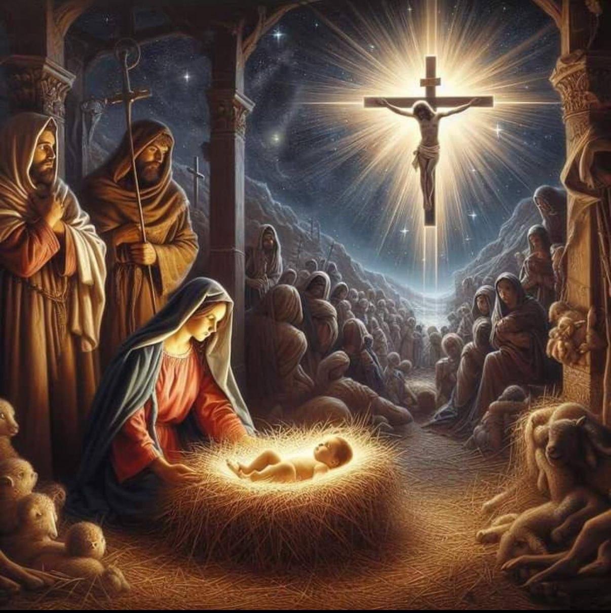 Алмазная мозаика Рождение Иисуса с голограммными камнями 40х40 см (2802706474)