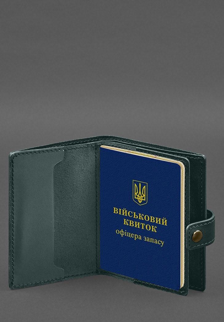 Обложка-портмоне кожаная для военного билета офицера запаса узкий документ Зеленый (A-028335) - фото 4 Обложка-портмоне кожаная для военного билета офицера запаса узкий документ Зеленый (A-028335) - фото 4