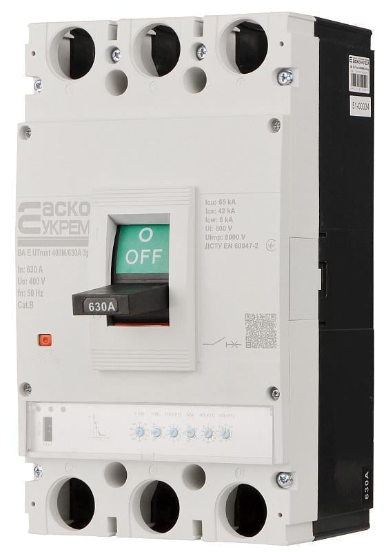 Автоматический выключатель силовой АСКО-УКРЕМ UTrust с электронным расцепителем 400M/630А 3P (28685523) Автоматический выключатель силовой АСКО-УКРЕМ UTrust с электронным расцепителем 400M/630А 3P (28685523)