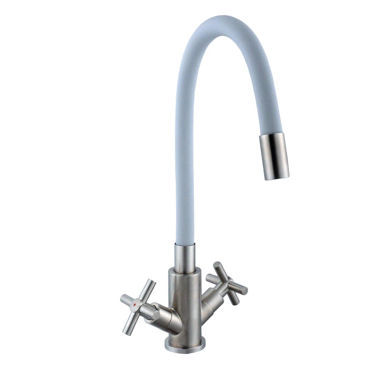 Смеситель для кухни Globus Lux Dukat с гибким изливом Белый/Сатин (SD4-203SG)