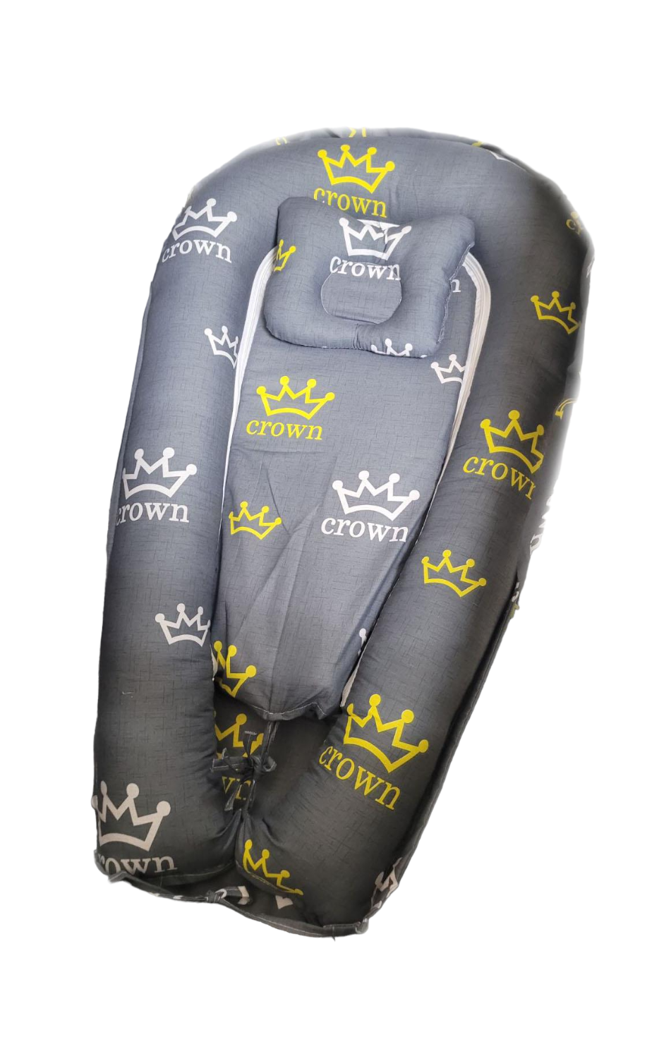 Кокон-гнездышко Короны с ортопедической подушкой Бабочка Сірий