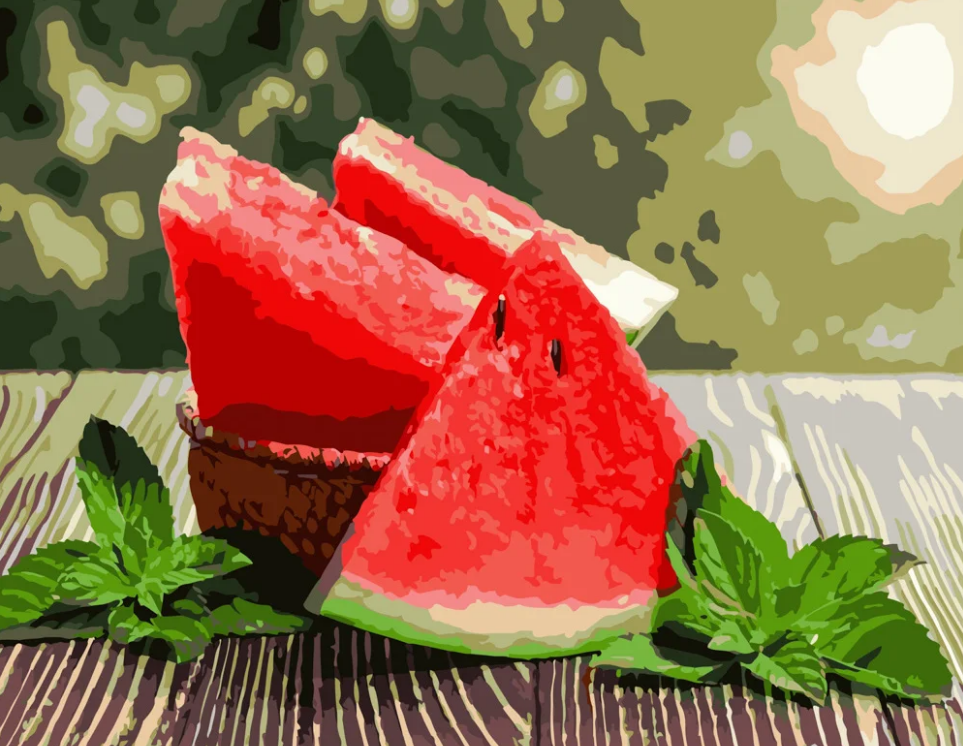 Картина по номерам Strateg Арбуз с мятой 40x50 см (GS498)