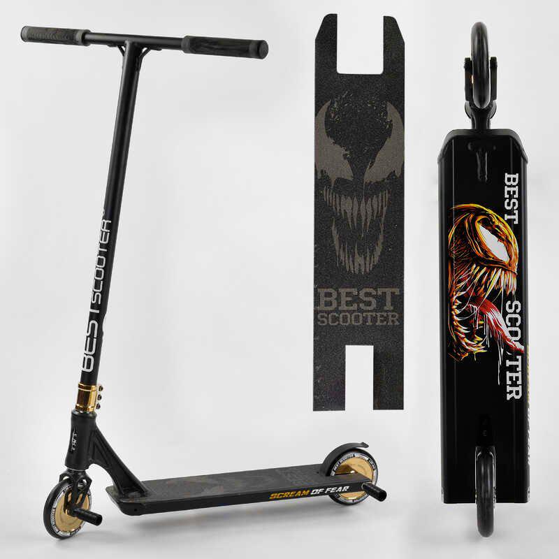 Самокат трюковый Best Scooter Simbiote Hic-система пеги алюминиевый диск/дека Black/Gold (102307) - фото 9