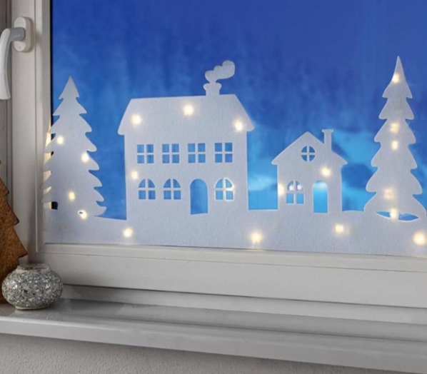 Наклейка новогодняя с подсветкой LED Livarno Home 60x30 см Белый (499004)