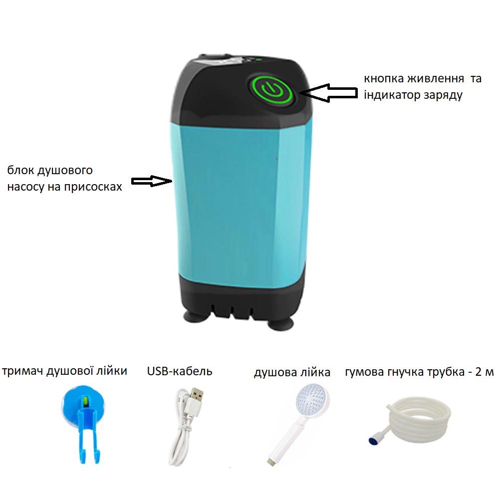 Душ портативный на Li-ion аккумуляторе 4400 мАч базовый комплект Бирюзовый (1771823805) - фото 3 Душ портативный на Li-ion аккумуляторе 4400 мАч базовый комплект Бирюзовый (1771823805) - фото 3