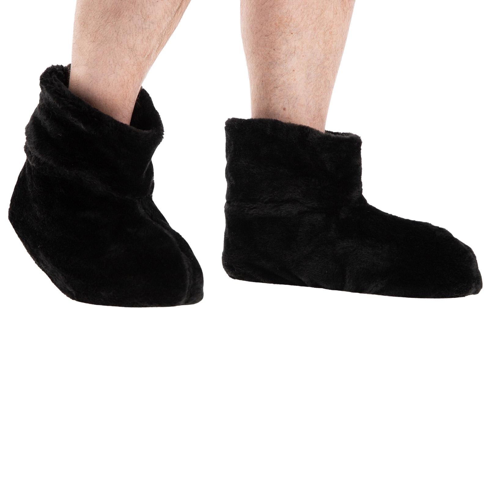 Мужские тапочки из шерсти мериносовой овчины велюр плюш однотонные р.44-45 Черный