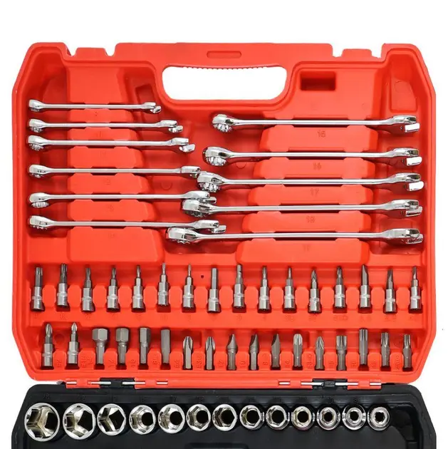 Набір інструментів із ванадієвої сталі в пластиковому кейсі CR-V 78 PCS 78 шт. Хром (29085198) - фото 4 Набір інструментів із ванадієвої сталі в пластиковому кейсі CR-V 78 PCS 78 шт. Хром (29085198) - фото 4