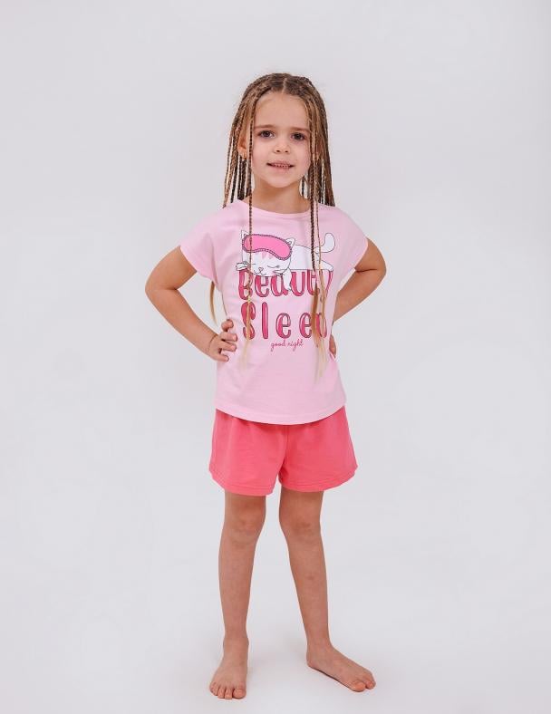 Пижама для девочки Smil хлопок/стрейч-кулир 140 см Розовый (104853-1)