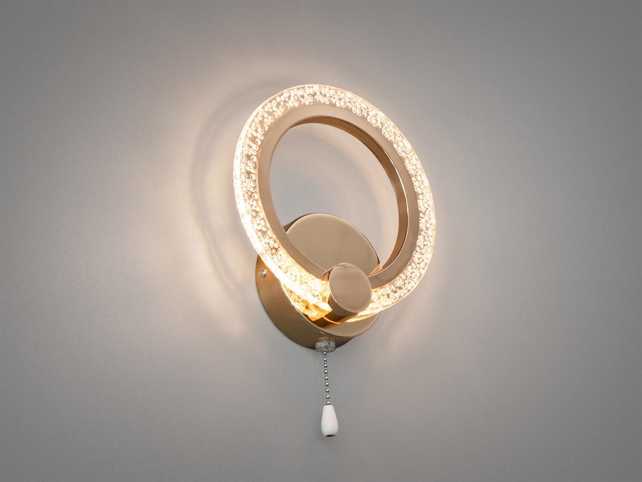 Бра LED для спальни Diasha A8180/1G 12W 3 режима со шнурком Золотой (2989125369)