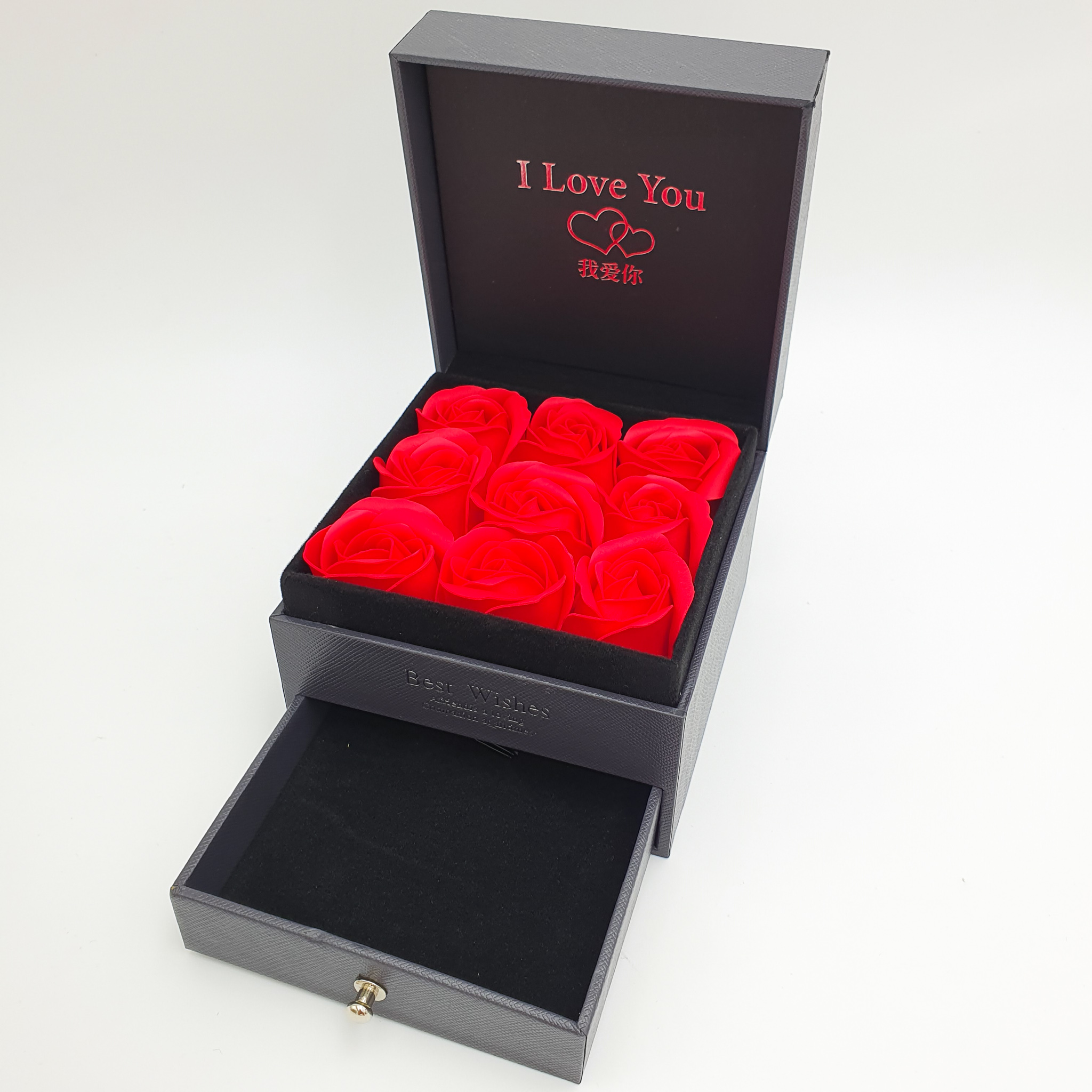 Подарочная коробка UKC с розами из мыла 11х11х8 см