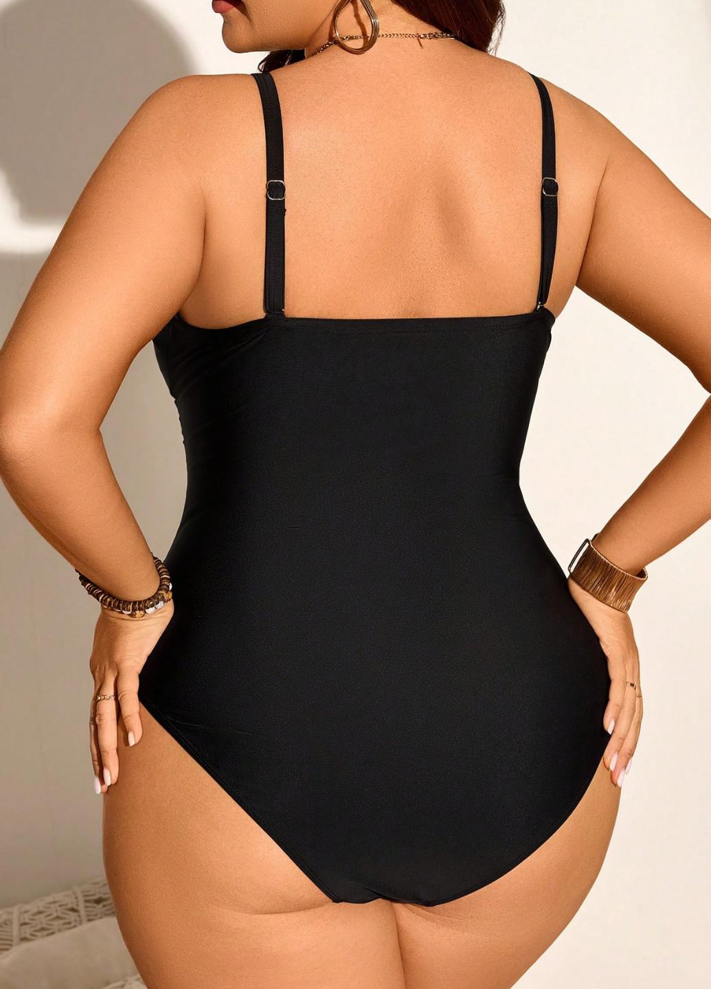 Купальник цельный Yonique с утягивающим эффектом Plus Size 2XL р. 54-56 Black (13584) - фото 4 Купальник цельный Yonique с утягивающим эффектом Plus Size 2XL р. 54-56 Black (13584) - фото 4