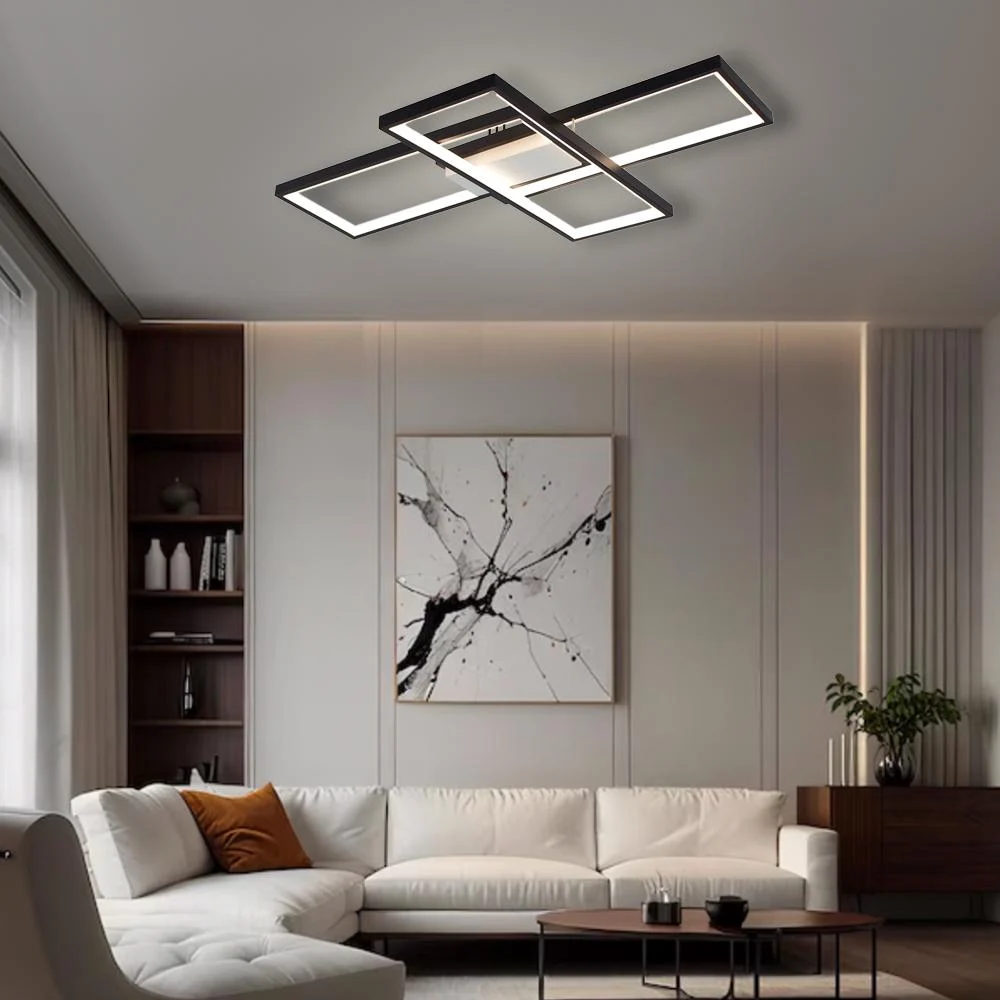 Люстра светодиодная ESLLSE SVEN 3S 85 Вт с пультом 690x470x80 мм Черно-белый - фото 7