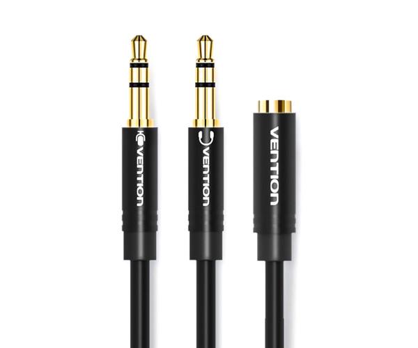 Кабель Vention BBTBY Male to 4 Pole Female Audio 2х3,5/3,5 мм 0,3 м Black