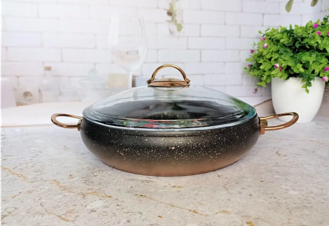 Сотейник с крышкой OMS алюминиевый с антипригарным покрытием 4 л Bronze (3341-30-bronze)