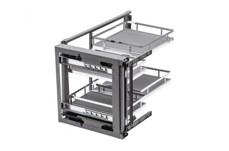 Карго для кухни универсальное GTV CORNER MovixPro с доводчиком плоский прут 450 мм Хром (KO-UMC450-01)