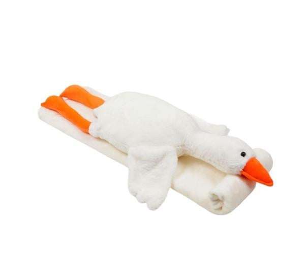 Мягкая игрушка подушка Гусь-обнимусь 90 см с пледом 190х105 см Белый (ftlx-1096)