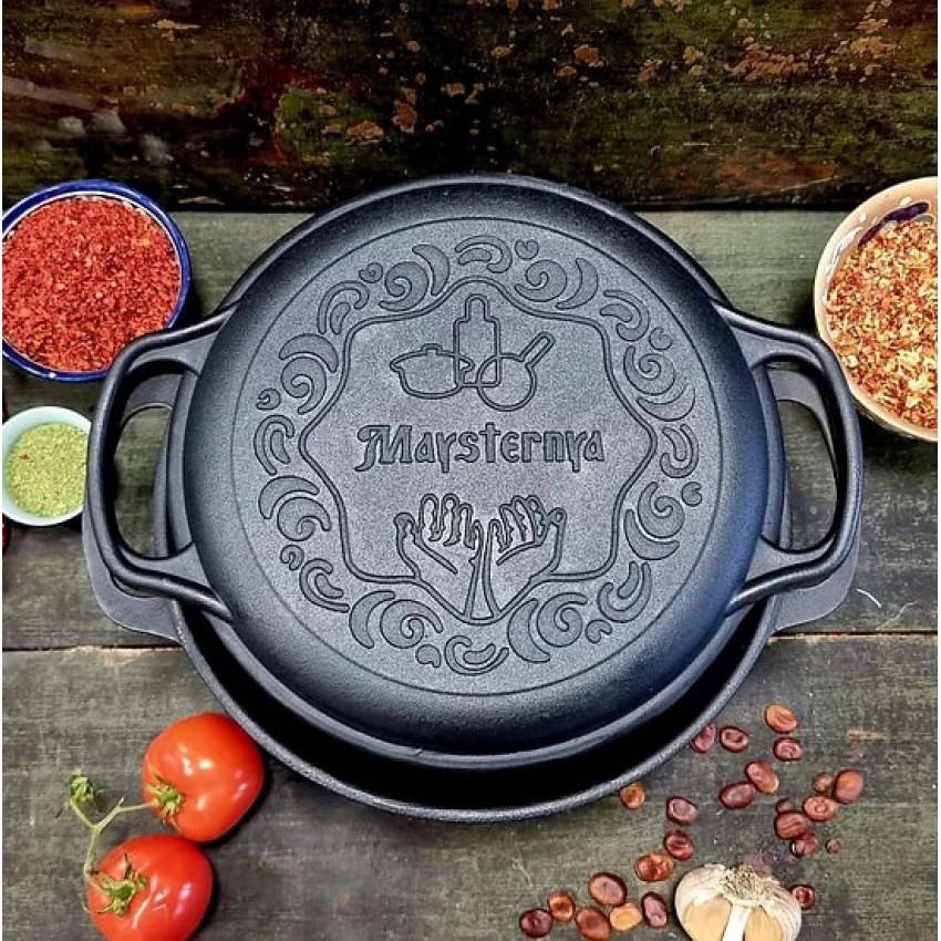 Казанок чавунний Maysternya V4CP з кришкою-сковородою 4 л 24 см (2136415617) - фото 3 Казанок чавунний Maysternya V4CP з кришкою-сковородою 4 л 24 см (2136415617) - фото 3