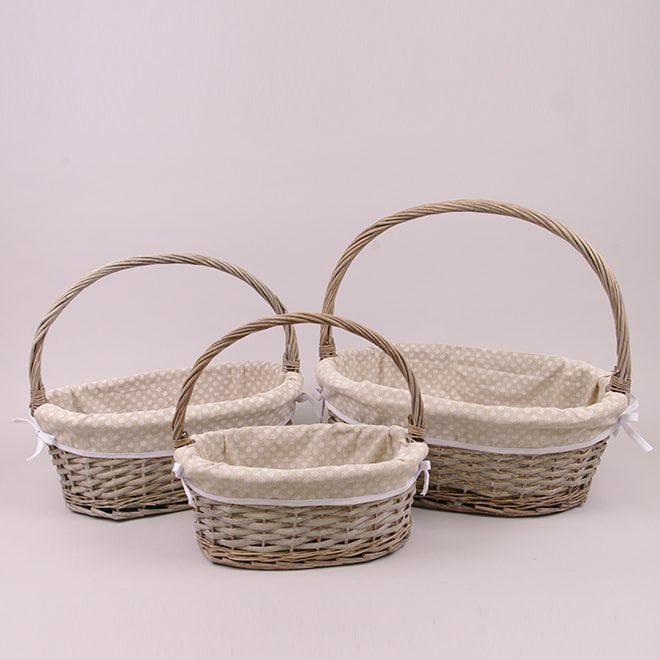 Комплект корзин с тканью Flora 30х48х18 см 3 шт. Серый (39631)