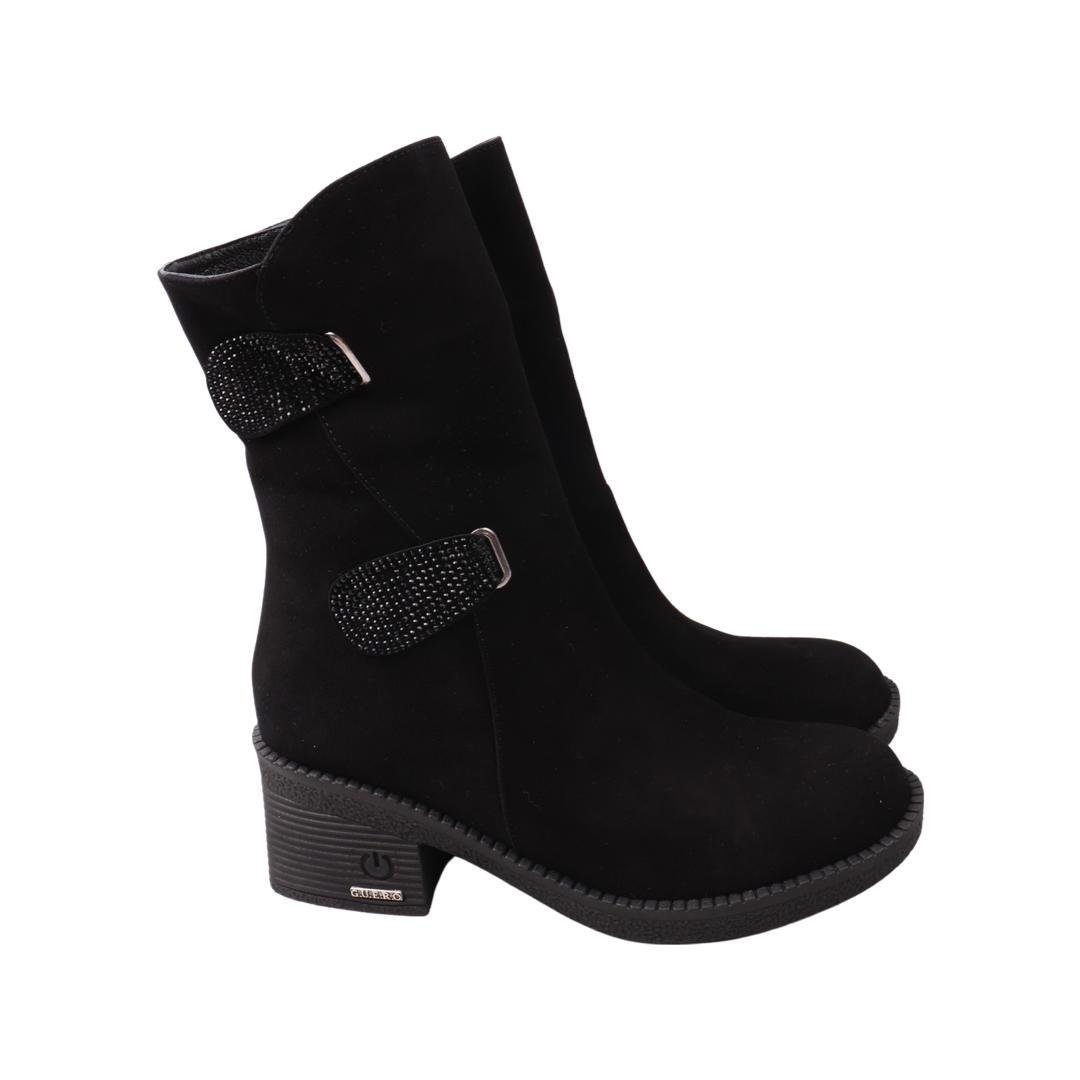 Ботильоны женские Guero из замши р. 38 Черный (443-22ZHC)