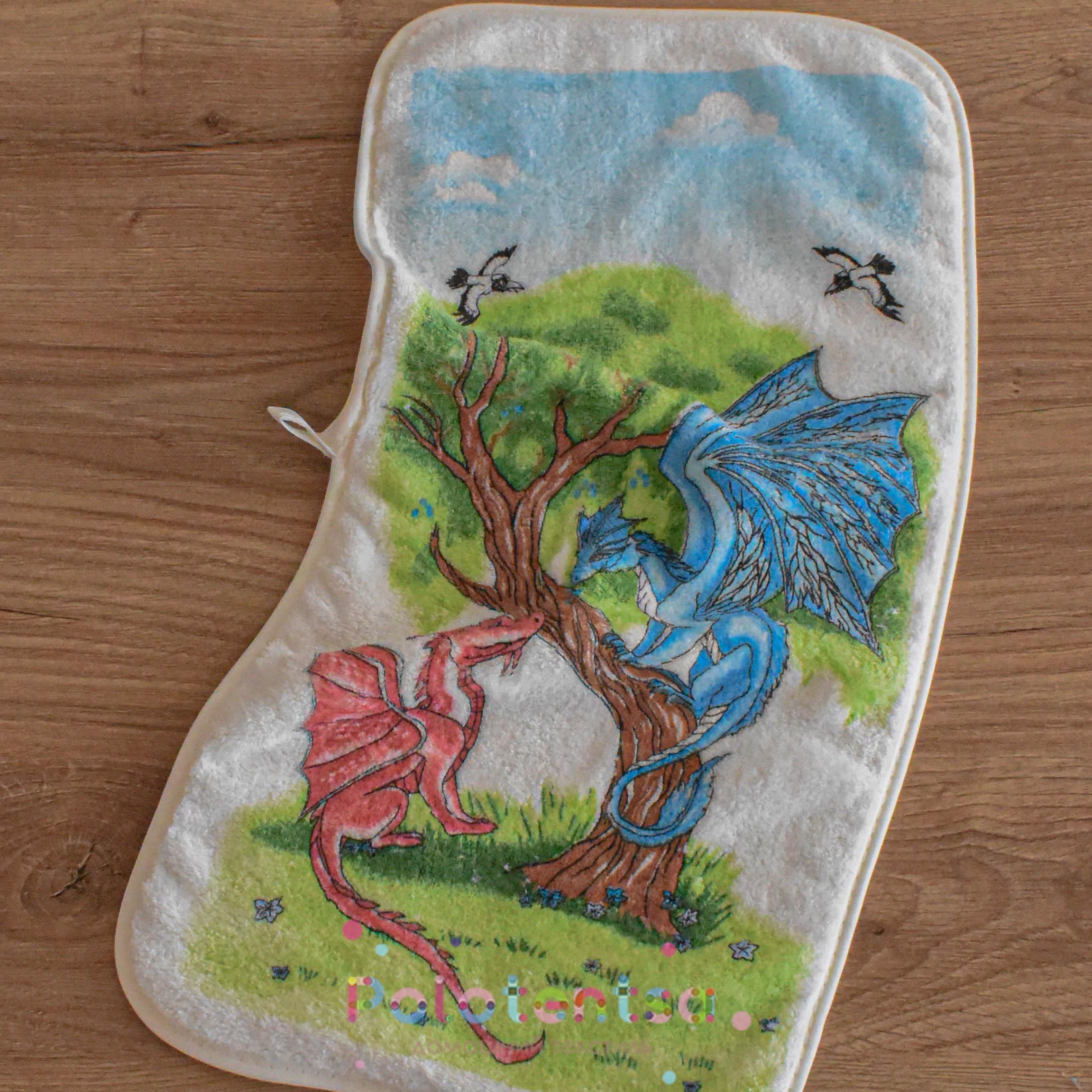 Кухонное полотенце 10750 Драконы 25х50 см Пастельно-синий (3002_84)